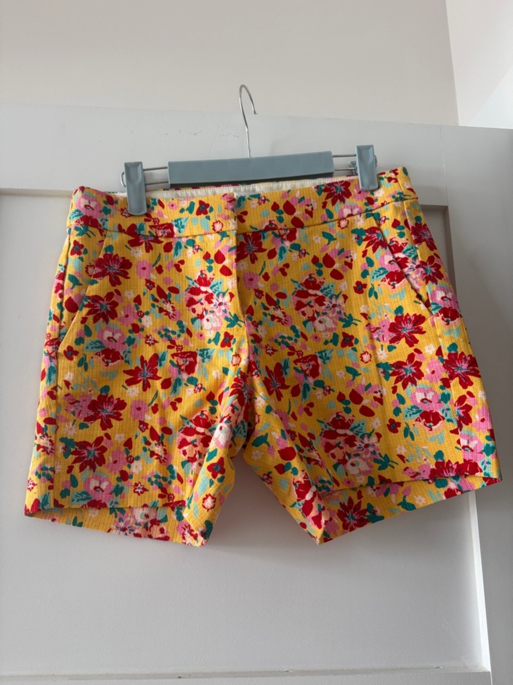 J. Crew Yellow Floral High-Waist Shorts